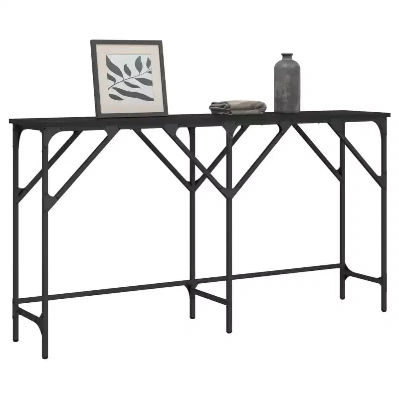 Console rectangulaire industrielle chêne noir / fumé