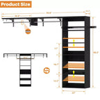 Système de rangement de placard Besiost avec tringles extensibles, Rangement de buanderie avec étagères