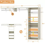 Système de rangement de placard Besiost avec tringles extensibles, Rangement de buanderie avec étagères