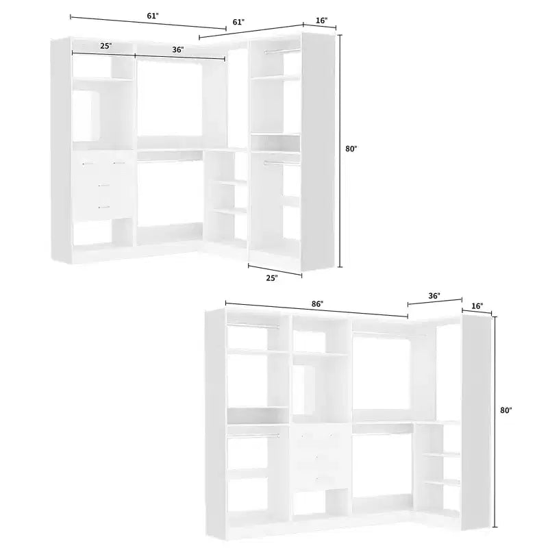 Besiost Système de Rangement pour Placard, Organisateur de Placard Autoportant avec Tiroirs et Miroir
