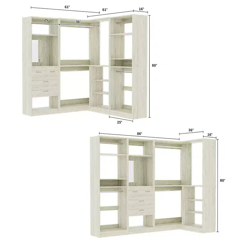 Besiost Système de Rangement pour Placard, Organisateur de Placard Autoportant avec Tiroirs et Miroir