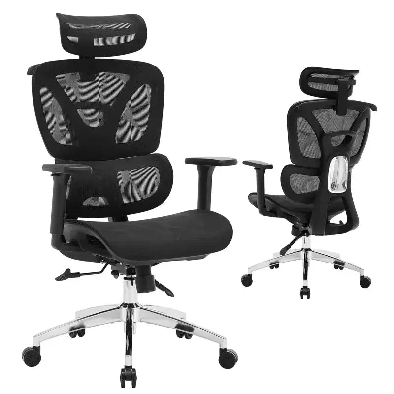 Ergonomic High Back Mesh Office Chair With Adaptive Lumbar Support for Home - Black