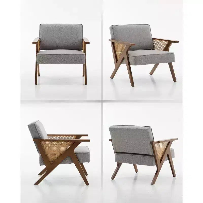Fauteuil Acekool en rotin de style moderne du milieu du siècle, large fauteuil rembourré pour le salon ou la chambre à coucher