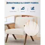Fauteuil Acekool en rotin de style moderne du milieu du siècle, large fauteuil rembourré pour le salon ou la chambre à coucher