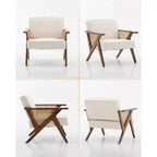 Fauteuil Acekool en rotin de style moderne du milieu du siècle, large fauteuil rembourré pour le salon ou la chambre à coucher