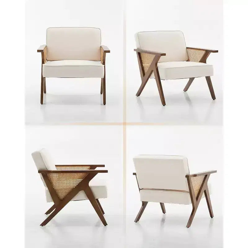Fauteuil Acekool en rotin de style moderne du milieu du siècle, large fauteuil rembourré pour le salon ou la chambre à coucher