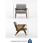 Fauteuil Acekool en rotin de style moderne du milieu du siècle, large fauteuil rembourré pour le salon ou la chambre à coucher