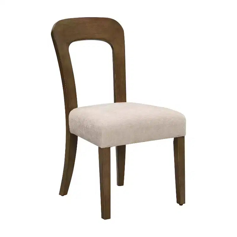 Lot de 2 chaises de salle à manger, capacité de poids de 150 kg, chaises d'appoint de cuisine rembourrées avec pieds en bois d'hévéa massif