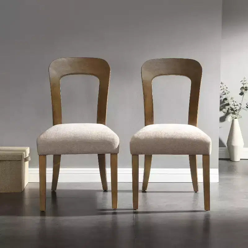 Lot de 2 chaises de salle à manger, capacité de poids de 150 kg, chaises d'appoint de cuisine rembourrées avec pieds en bois d'hévéa massif