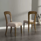 Lot de 2 chaises de salle à manger, capacité de poids de 150 kg, chaises d'appoint de cuisine rembourrées avec pieds en bois d'hévéa massif