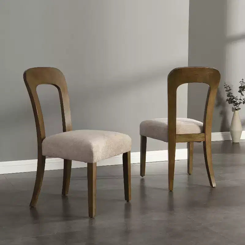 Lot de 2 chaises de salle à manger, capacité de poids de 150 kg, chaises d'appoint de cuisine rembourrées avec pieds en bois d'hévéa massif