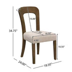Lot de 2 chaises de salle à manger, capacité de poids de 150 kg, chaises d'appoint de cuisine rembourrées avec pieds en bois d'hévéa massif
