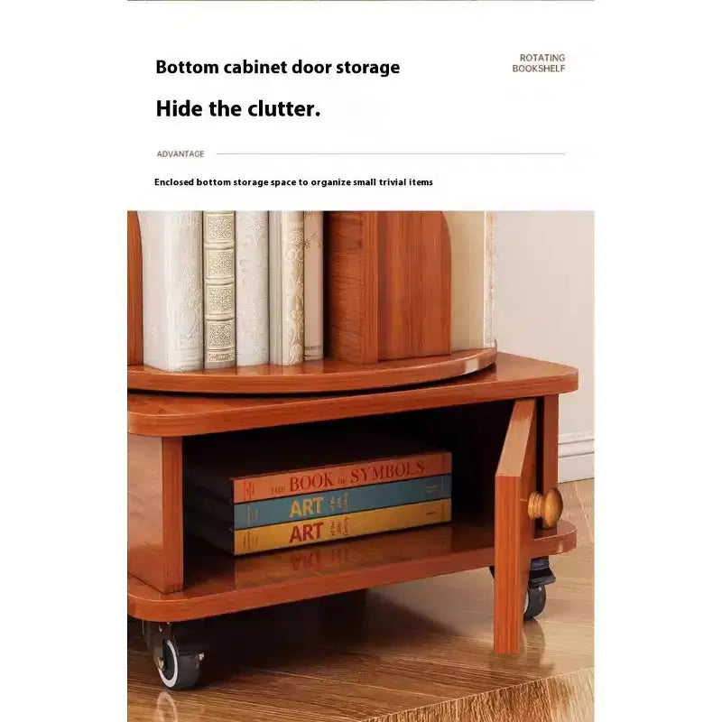 Étagère à Livres Blanche à 4 Niveaux Rotative à 360° – 6 Tablettes, Montage par une Seule Personne