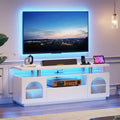 TV Stand for 65 inch TV, Modern Entertainment Center with Power Outlets and Led, Media Console with Large Drawer and Adjustable Shelves