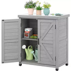 Armoire de rangement extérieure en bois à 2 portes – Marron / Gris