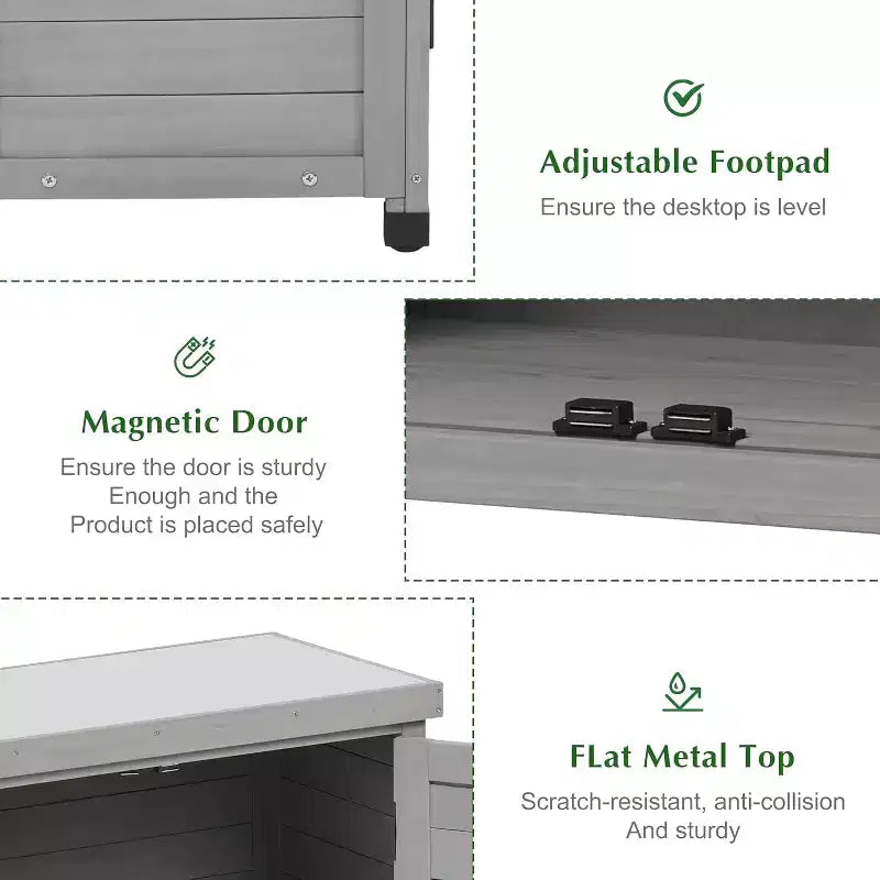 Armoire de rangement extérieure en bois à 2 portes – Marron / Gris