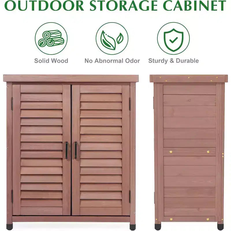 Armoire de rangement extérieure en bois à 2 portes – Marron / Gris