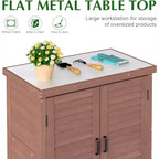 Armoire de rangement extérieure en bois à 2 portes – Marron / Gris