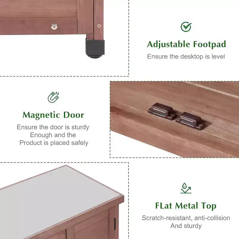 Armoire de rangement extérieure en bois à 2 portes – Marron / Gris