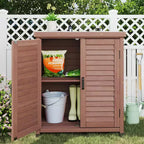 Armoire de rangement extérieure en bois à 2 portes – Marron / Gris
