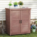 Outdoor Storage Cabinet & Potting Bench Table with Metal Top, Wooden Patio Furniture, Garden Workstation for Organized Outdoor Spaces