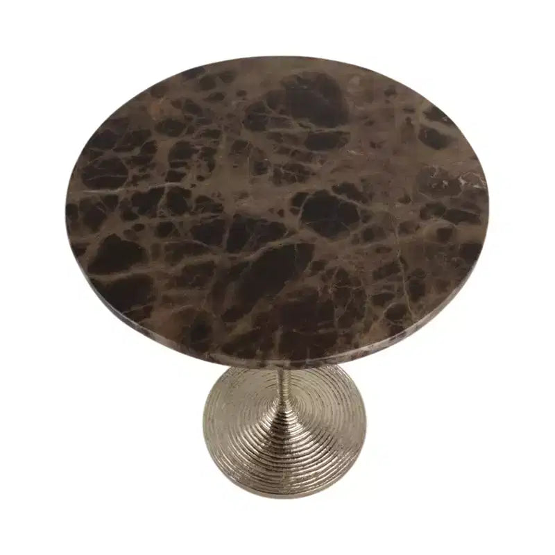 Table d'appoint classique, guéridon ou petite table de chevet pour la décoration intérieure - Table d'appoint audacieuse en métal avec plateau en marbre, idéale pour le salon - 21