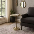 Table d'appoint classique, guéridon ou petite table de chevet pour la décoration intérieure - Table d'appoint audacieuse en métal avec plateau en marbre, idéale pour le salon - 21