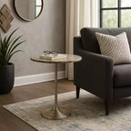Table d'appoint classique, guéridon ou petite table de chevet pour la décoration intérieure - Table d'appoint audacieuse en métal avec plateau en marbre, idéale pour le salon - 21