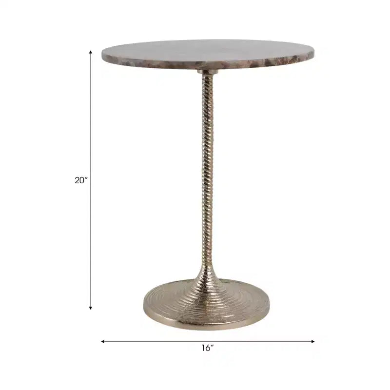 Table d'appoint classique, guéridon ou petite table de chevet pour la décoration intérieure - Table d'appoint audacieuse en métal avec plateau en marbre, idéale pour le salon - 21