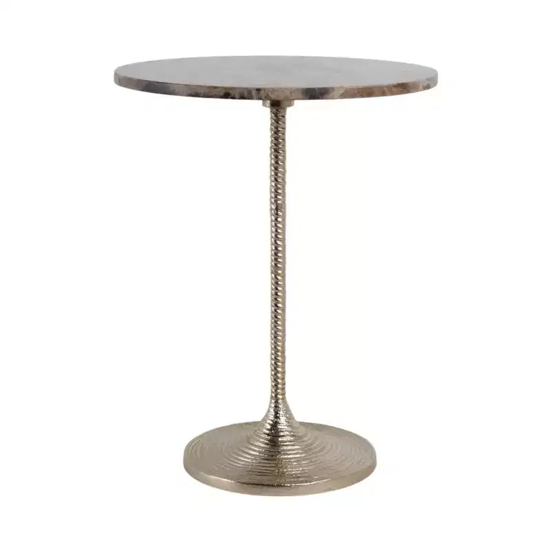 Table d'appoint classique, guéridon ou petite table de chevet pour la décoration intérieure - Table d'appoint audacieuse en métal avec plateau en marbre, idéale pour le salon - 21