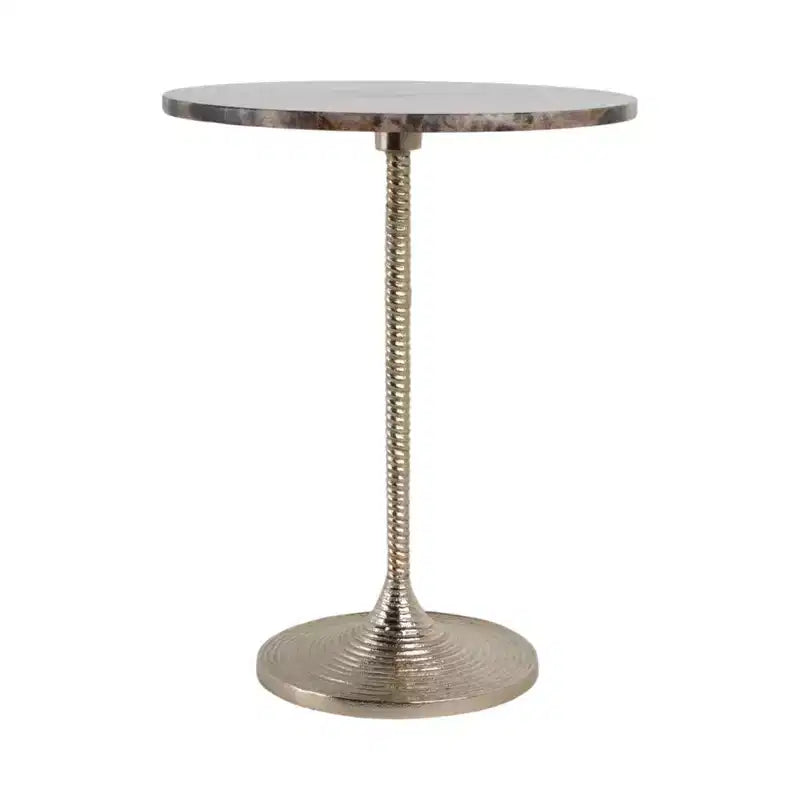 Table d'appoint classique, guéridon ou petite table de chevet pour la décoration intérieure - Table d'appoint audacieuse en métal avec plateau en marbre, idéale pour le salon - 21