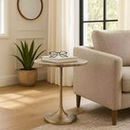 Classic End Table, Side Table, or Small Night Stand for Room Decor - Bold Metal Accent Table with Marble Top Ideal for Living Room - 21