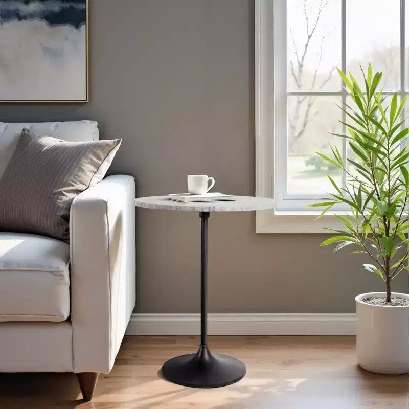 Table d'appoint classique, guéridon ou petite table de chevet pour la décoration intérieure - Table d'appoint audacieuse en métal avec plateau en marbre, idéale pour le salon - 21