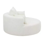 Fauteuil d'appoint pivotant rond beige, 1 place, rotation à 360°, revêtement en chenille
