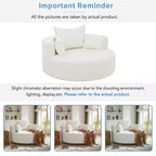 Fauteuil d'appoint pivotant rond beige, 1 place, rotation à 360°, revêtement en chenille