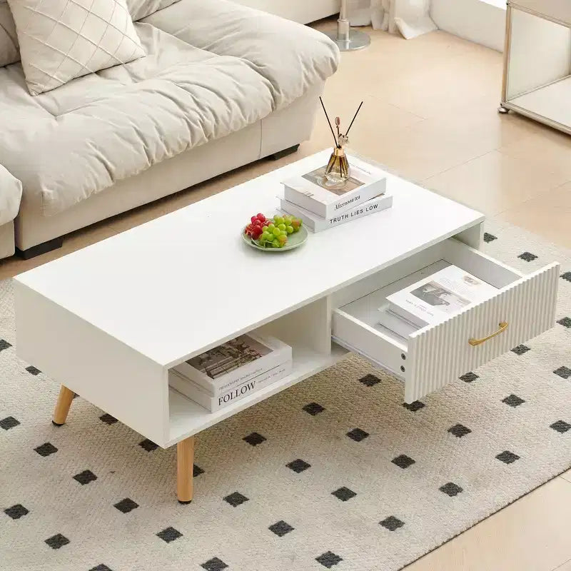 Table basse de ferme TUYOHW avec tiroir coulissant, table d'appoint de 40,9 pouces avec pieds en bois massif, table basse pour salon, capacité de 220 lb