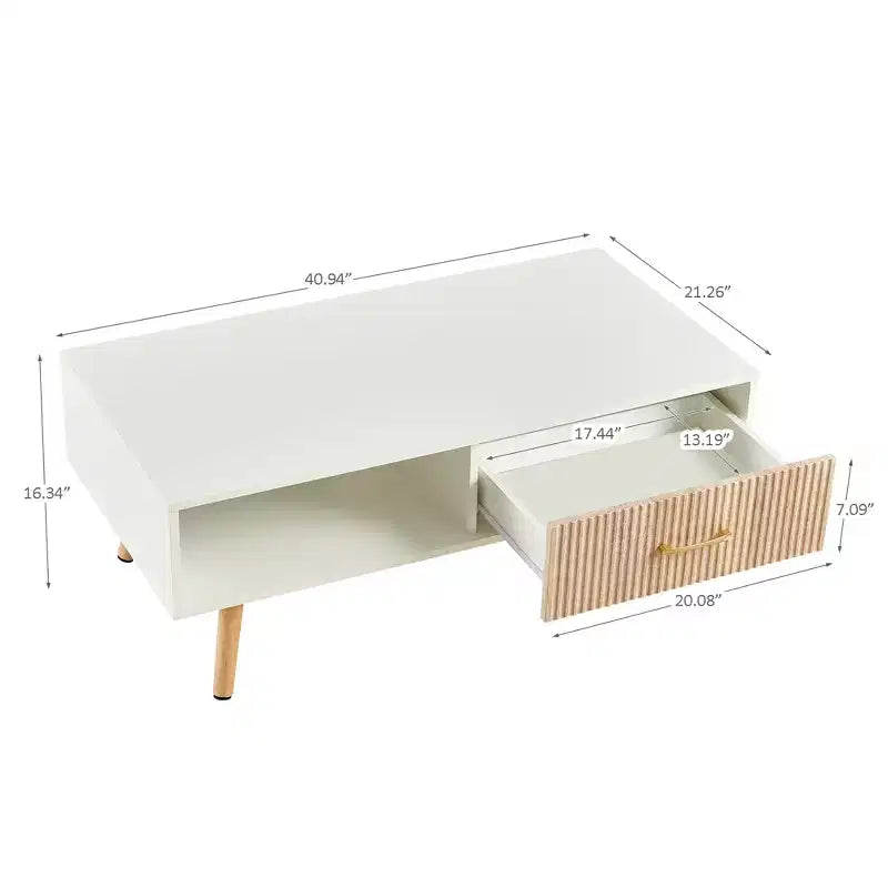 Table basse de ferme TUYOHW avec tiroir coulissant, table d'appoint de 40,9 pouces avec pieds en bois massif, table basse pour salon, capacité de 220 lb
