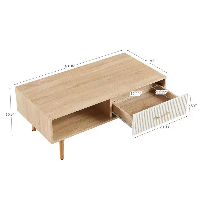 Table basse de ferme TUYOHW avec tiroir coulissant, table d'appoint de 40,9 pouces avec pieds en bois massif, table basse pour salon, capacité de 220 lb