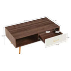 Table basse de ferme TUYOHW avec tiroir coulissant, table d'appoint de 40,9 pouces avec pieds en bois massif, table basse pour salon, capacité de 220 lb