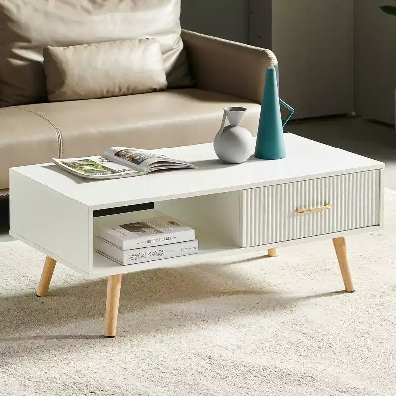 Table basse de ferme TUYOHW avec tiroir coulissant, table d'appoint de 40,9 pouces avec pieds en bois massif, table basse pour salon, capacité de 220 lb