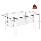 Table basse rectangulaire à 2 niveaux en verre trempé — Brun/Blanc, Gris/Noir, Gris/Blanc