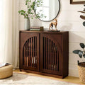 Modern Fluted Sideboard Cabinet with 2 Outlet Holes, Buffet Cabinet with Storage, Narrow Side Cabinet
