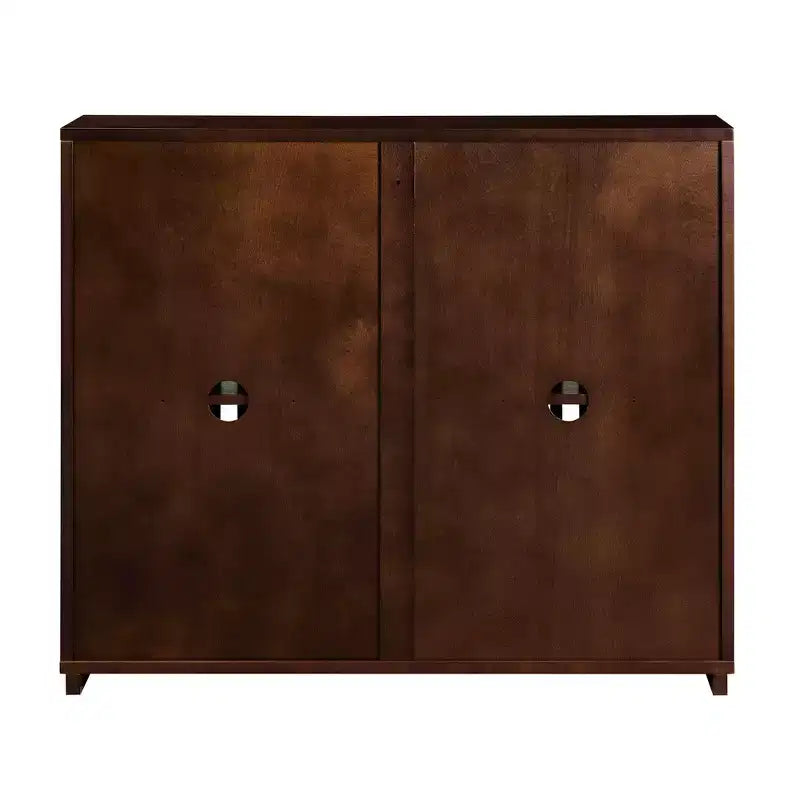 Bahut en bois naturel à 2 portes cannelées