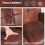 Chaise de salle à manger capitonnée à dossier haut, 1 place, similicuir et lin, plusieurs couleurs