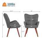 Chaise de salle à manger capitonnée à dossier haut, 1 place, similicuir et lin, plusieurs couleurs