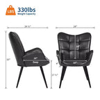 Chaise de salle à manger capitonnée à dossier haut, 1 place, similicuir et lin, plusieurs couleurs