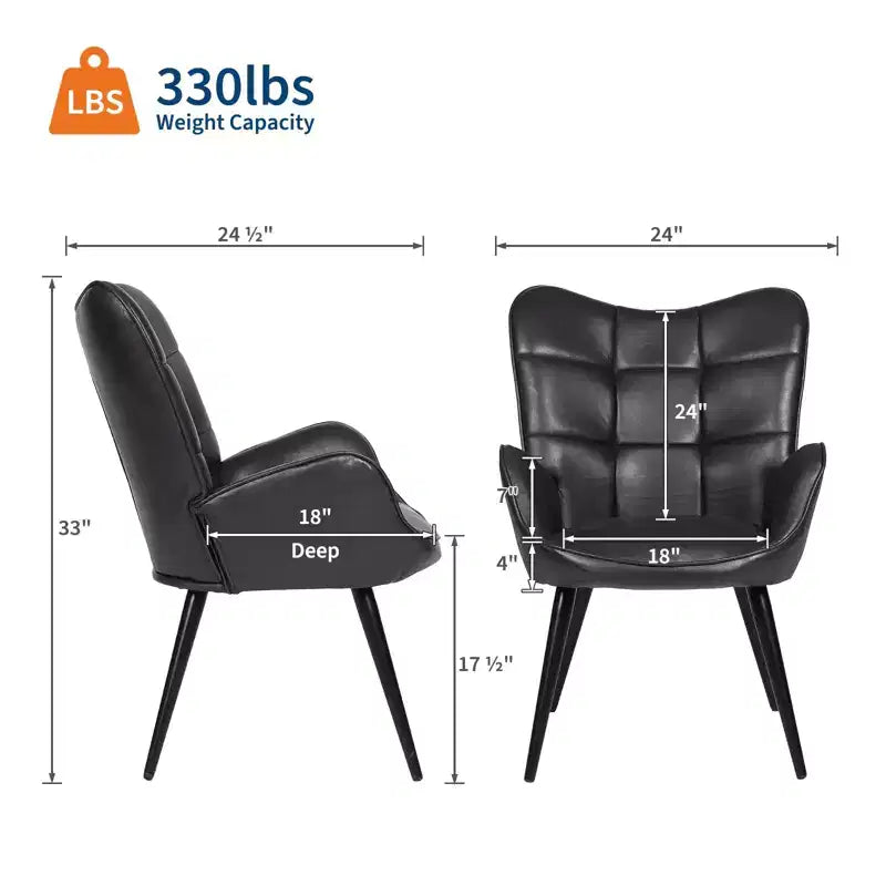 Chaise de salle à manger capitonnée à dossier haut, 1 place, similicuir et lin, plusieurs couleurs