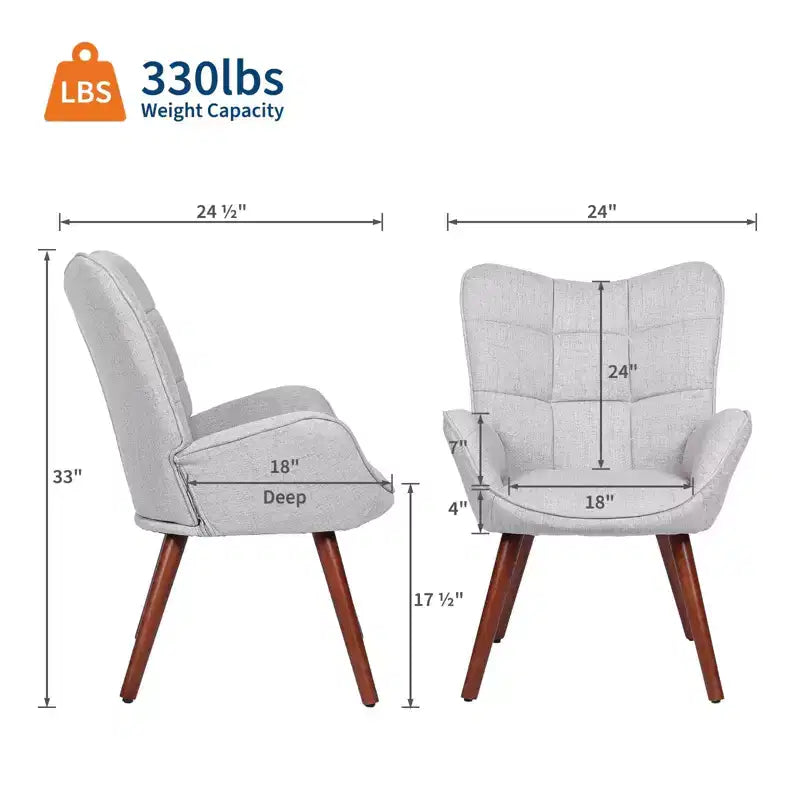 Chaise de salle à manger capitonnée à dossier haut, 1 place, similicuir et lin, plusieurs couleurs