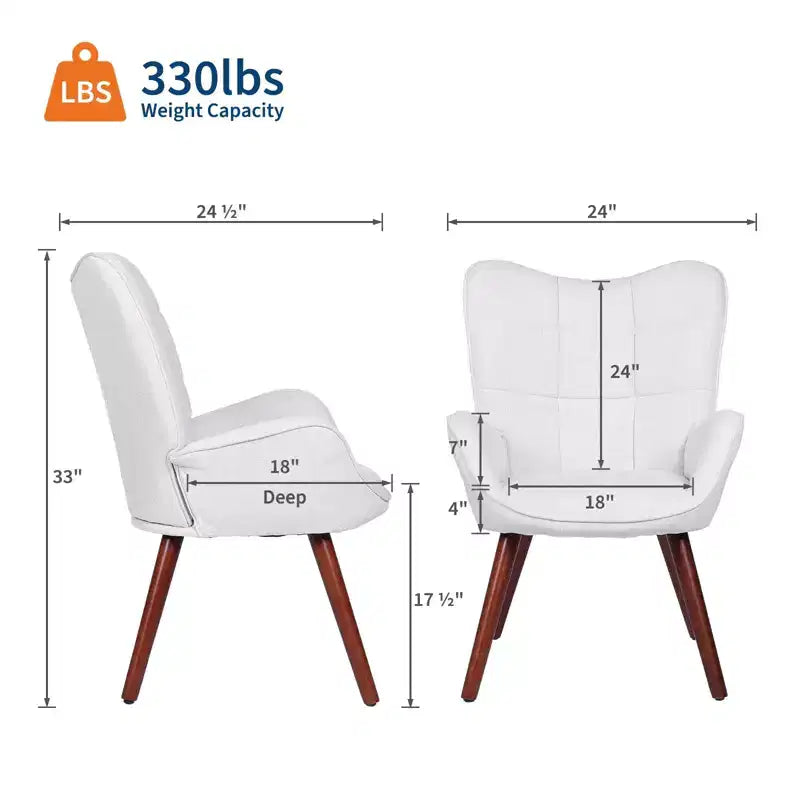 Chaise de salle à manger capitonnée à dossier haut, 1 place, similicuir et lin, plusieurs couleurs