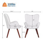 Chaise de salle à manger capitonnée à dossier haut, 1 place, similicuir et lin, plusieurs couleurs